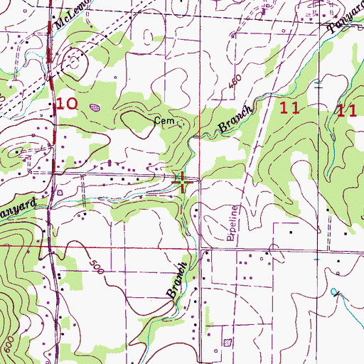 Topographic Map of Beeswax Branch, AL