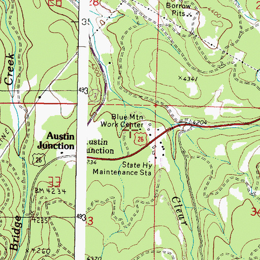 Topographic Map of Blue Mountain Work Center, OR