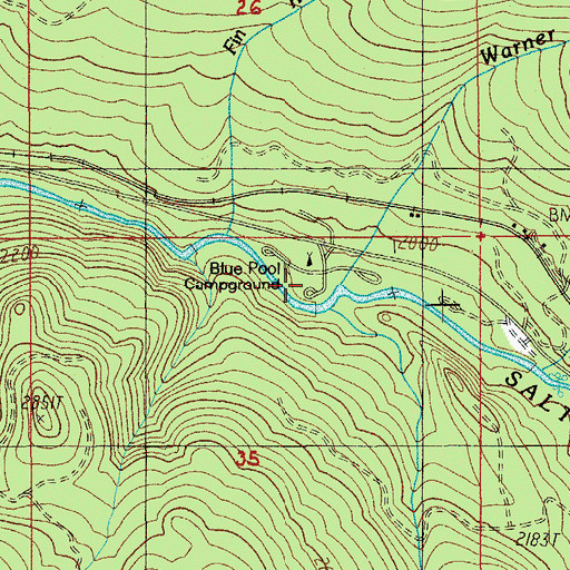 Topographic Map of Blue Pool Recreation Site, OR