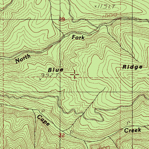 Topographic Map of Blue Ridge, OR