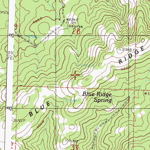 Topographic Map of Blue Ridge, OR
