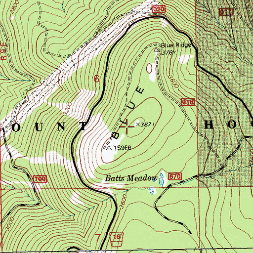 Topographic Map of Blue Ridge, OR