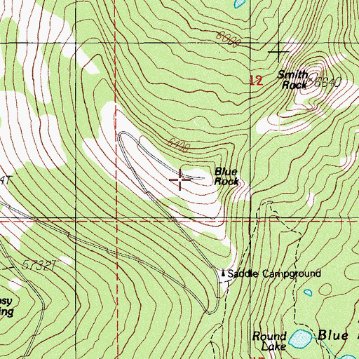 Topographic Map of Blue Rock, OR