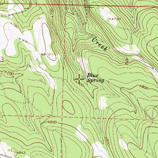 Topographic Map of Blue Spring, OR