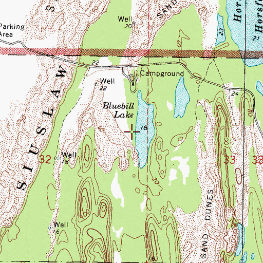 Topographic Map of Bluebill Lake, OR