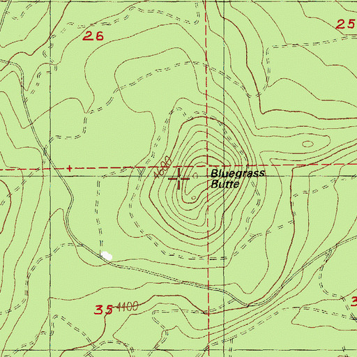 Topographic Map of Bluegrass Butte, OR