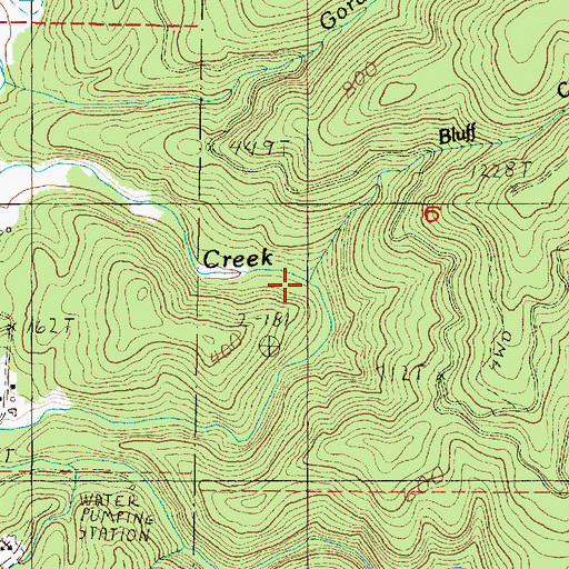 Topographic Map of Bluff Creek, OR
