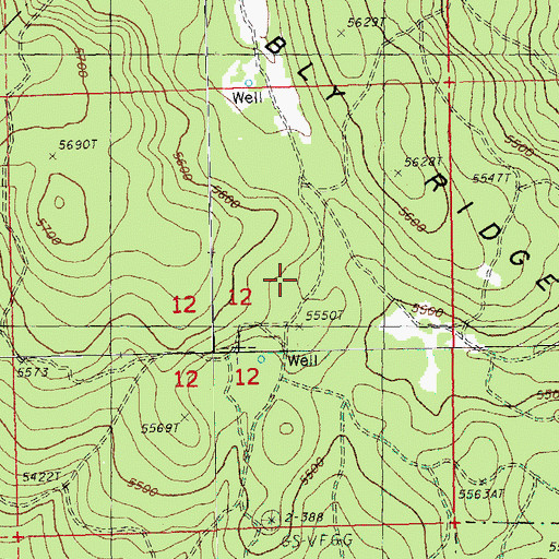 Topographic Map of Bly Ridge, OR