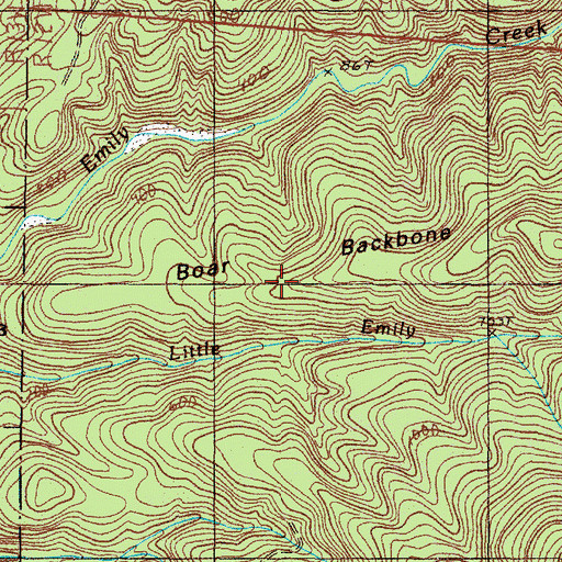 Topographic Map of Boar Backbone, OR