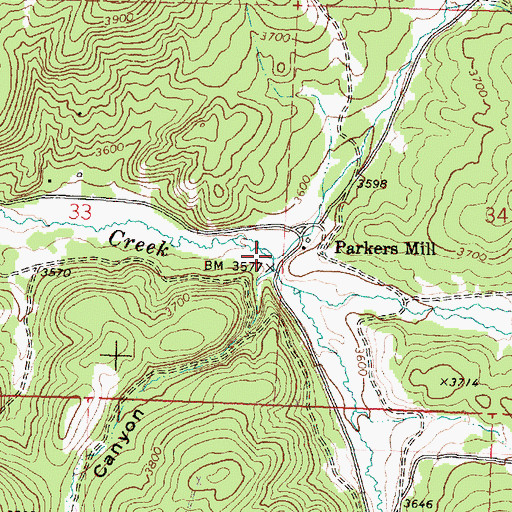 Topographic Map of Board Creek, OR
