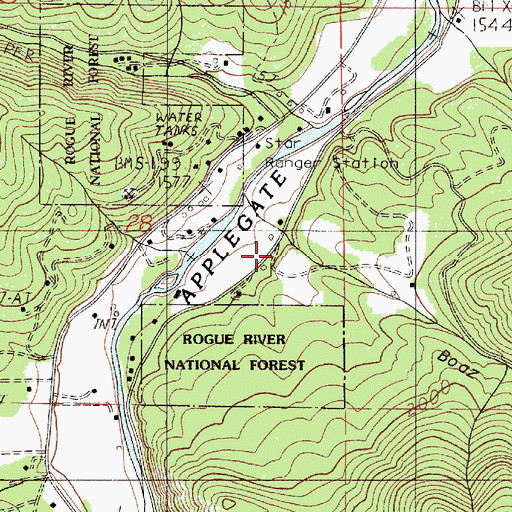 Topographic Map of Boaz Gulch, OR