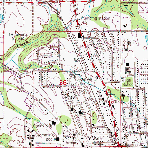 Topographic Map of Bel Air Baptist Church, AL