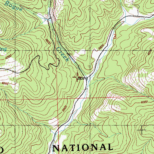 Topographic Map of Bogue Creek, OR