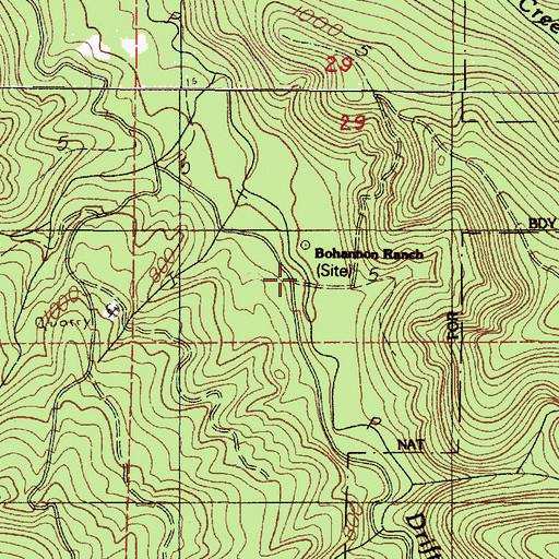 Topographic Map of Bohannon Ranch, OR