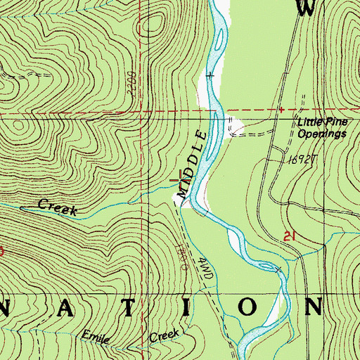 Topographic Map of Bohemia Creek, OR