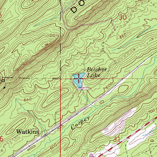 Topographic Map of Belcher Lake, AL