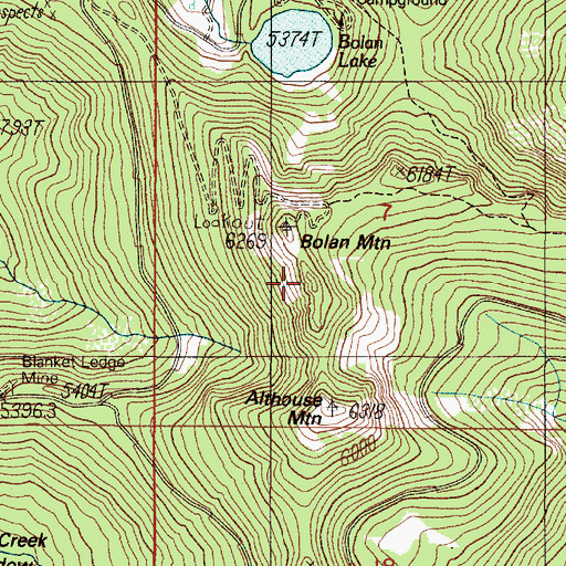 Topographic Map of Bolan Mountain, OR