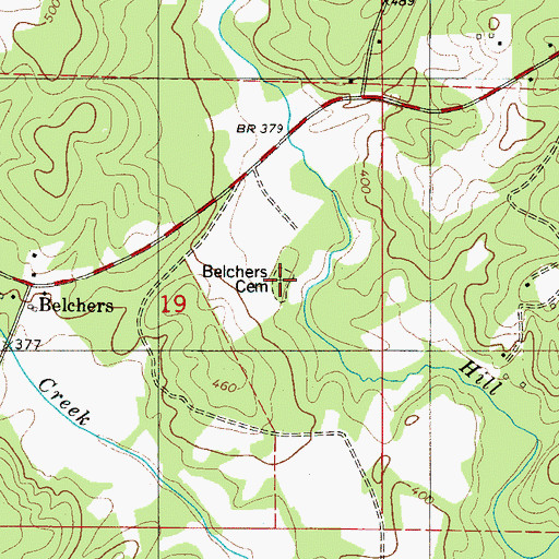 Topographic Map of Belchers Cemetery, AL
