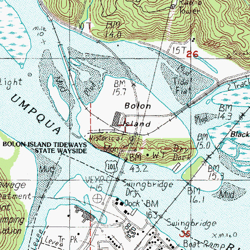 Topographic Map of Bolon Island, OR