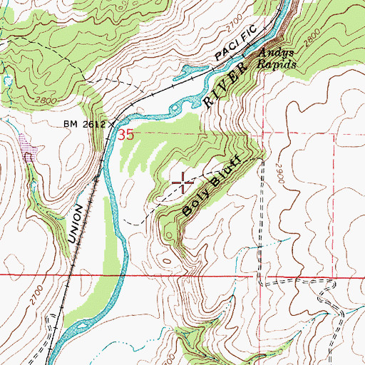 Topographic Map of Boly Bluff, OR