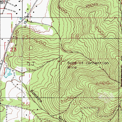 Topographic Map of Bone of Contention Mine, OR