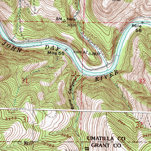 Topographic Map of Bone Canyon, OR