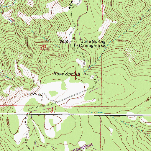 Topographic Map of Bone Spring, OR