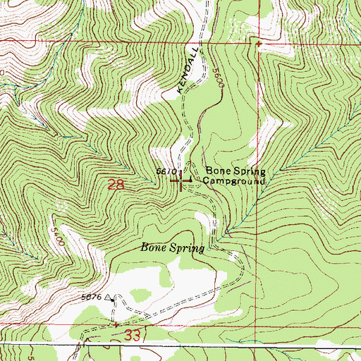 Topographic Map of Bone Spring Campground, OR