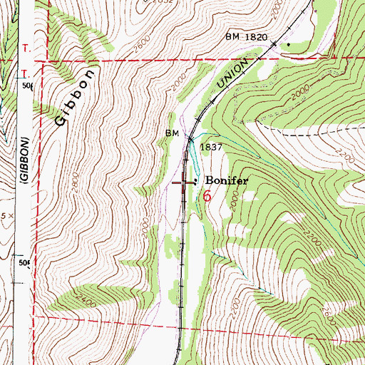 Topographic Map of Bonifer, OR