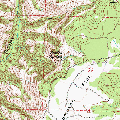 Topographic Map of Bonita Spring, OR