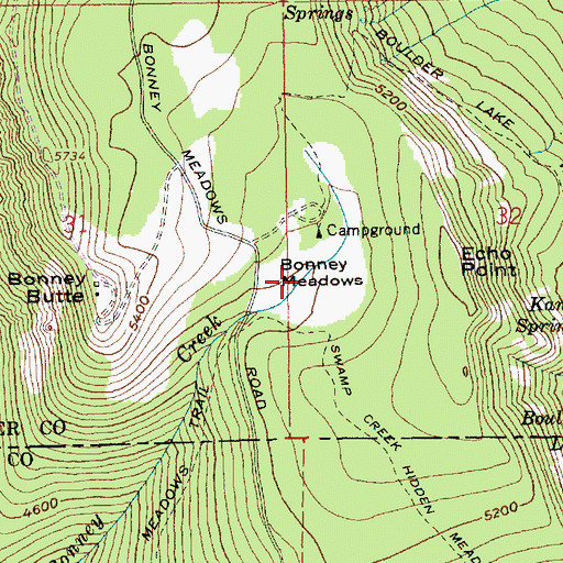 Topographic Map of Bonney Meadows, OR