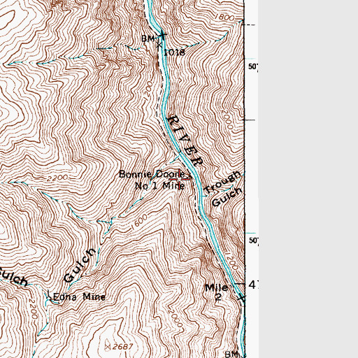 Topographic Map of Bonnie Doone Number One Mine, OR