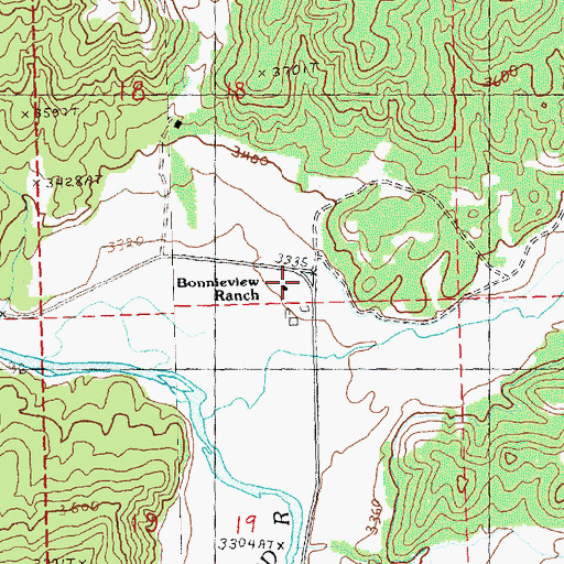 Topographic Map of Bonnieview Ranch, OR
