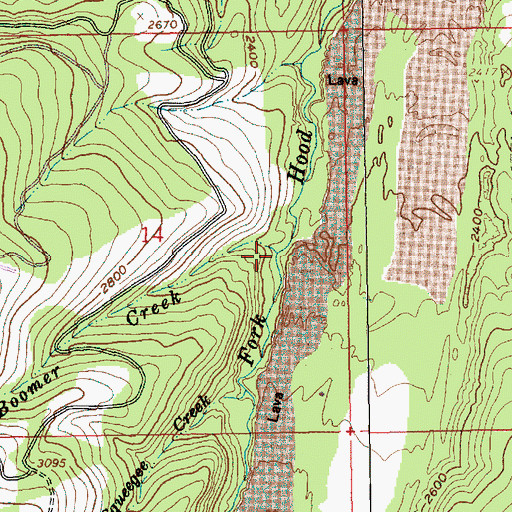Topographic Map of Boomer Creek, OR