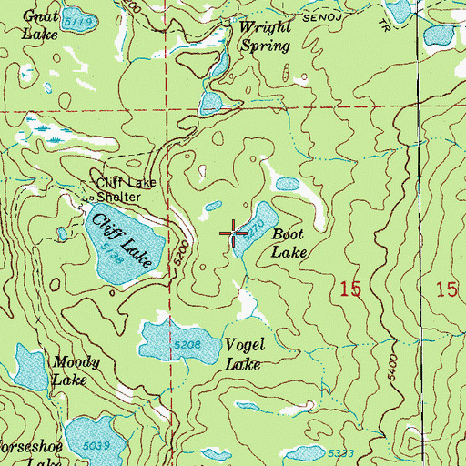 Topographic Map of Boot Lake, OR