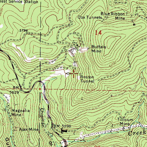 Topographic Map of Boston Tunnel, OR