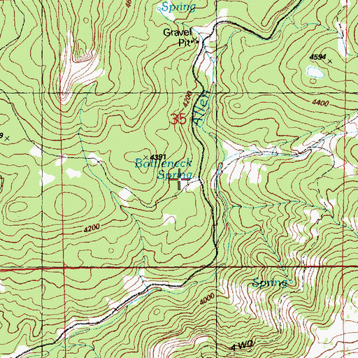 Topographic Map of Bottleneck Spring, OR