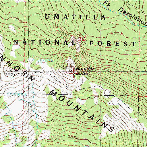 Topographic Map of Boulder Butte, OR