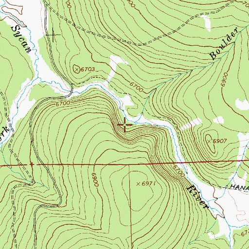Topographic Map of Boulder Creek, OR