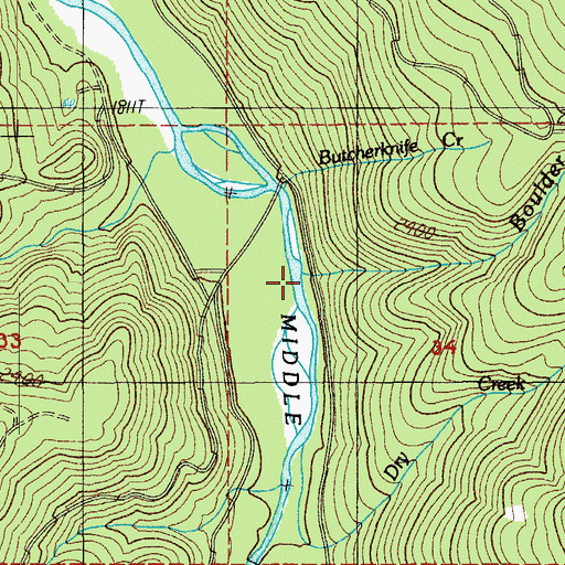 Topographic Map of Boulder Creek, OR