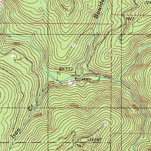 Topographic Map of Boulder Creek, OR