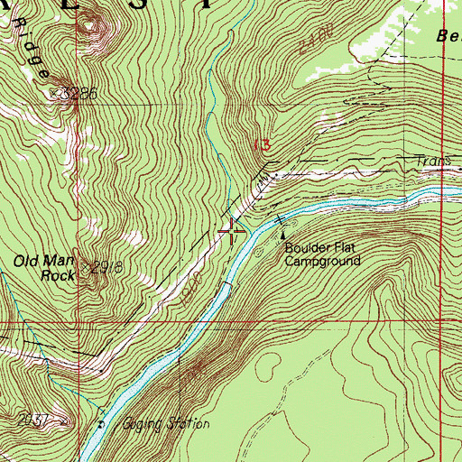 Topographic Map of Boulder Creek, OR