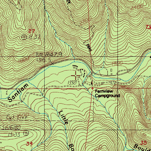 Topographic Map of Boulder Creek, OR