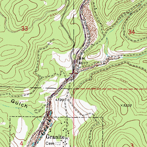 Topographic Map of Boulder Creek, OR