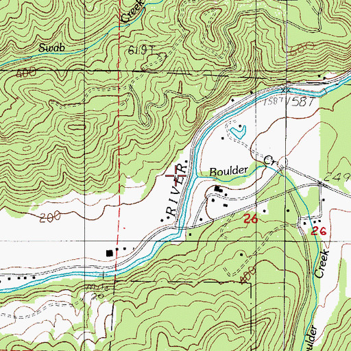 Topographic Map of Boulder Creek, OR