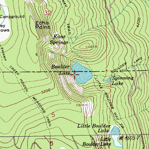 Topographic Map of Boulder Lake, OR