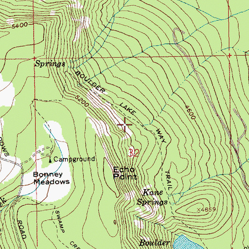 Topographic Map of Boulder Lake Way Trail, OR