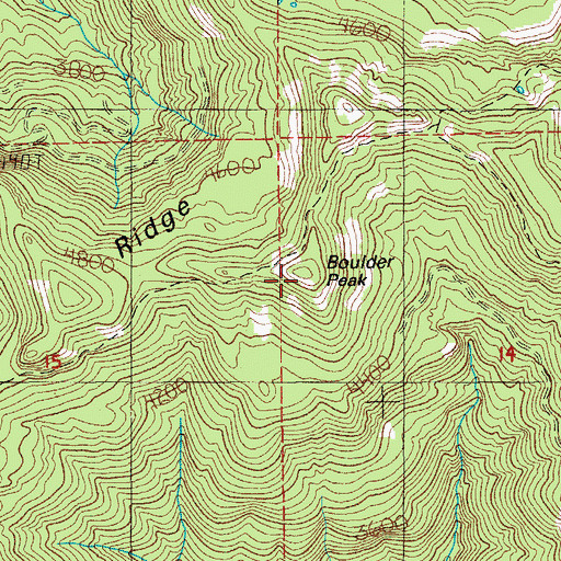 Topographic Map of Boulder Peak, OR