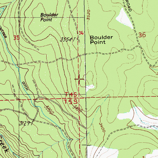 Topographic Map of Boulder Point, OR