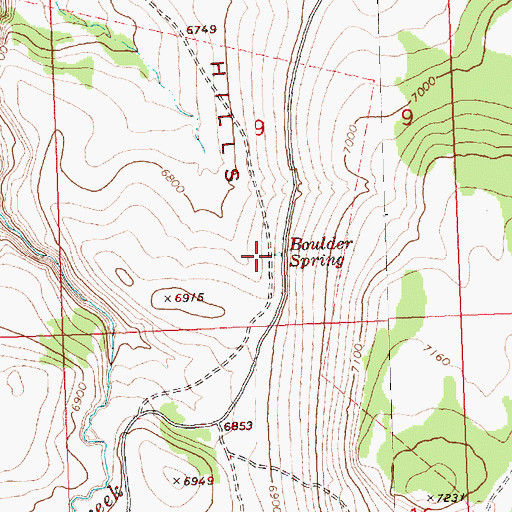 Topographic Map of Boulder Spring, OR